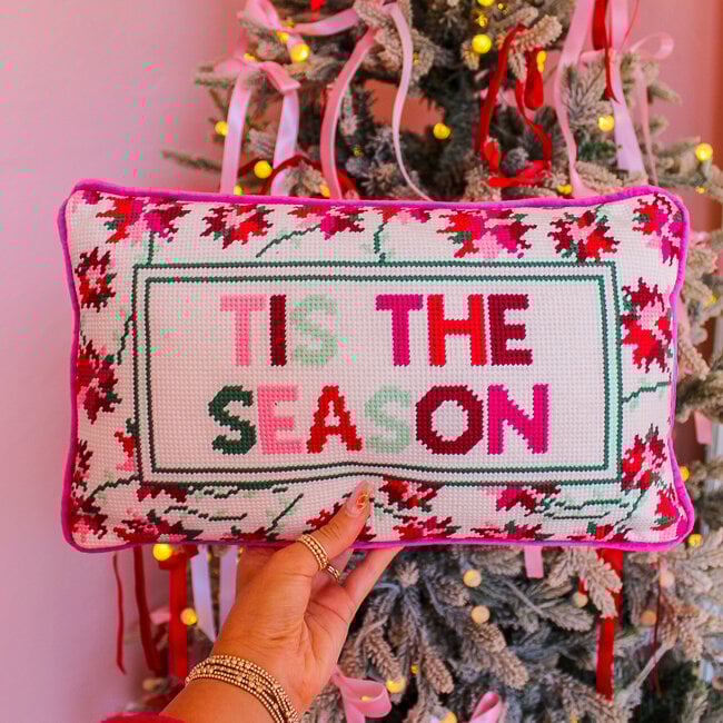 Tis the Season Needlepoint Pillow