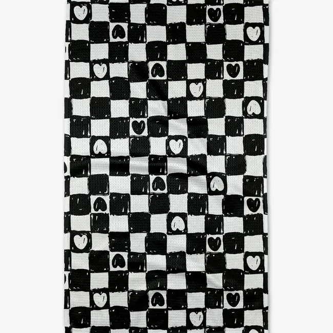 Checkered Hearts Geometry Towel