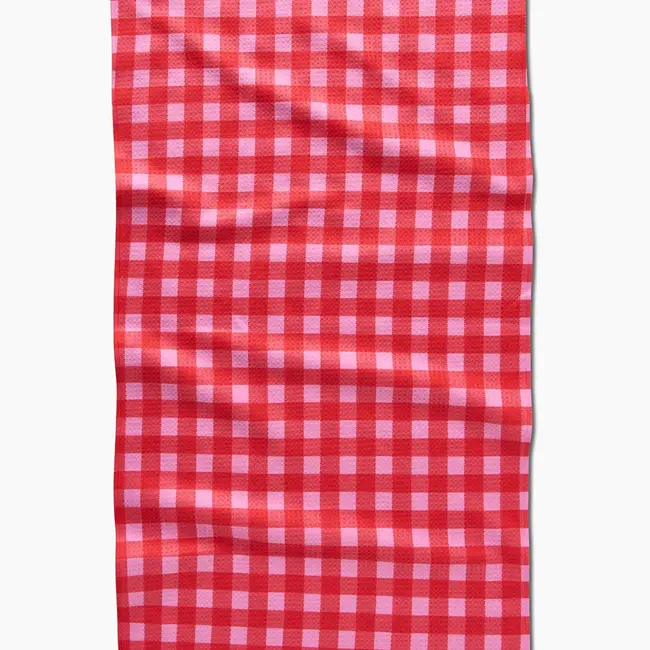 Cherry Gingham Geometry Towel