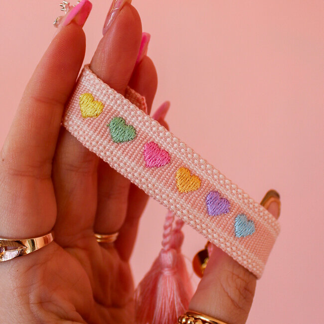 Happy Hearts Embroidered Bracelet