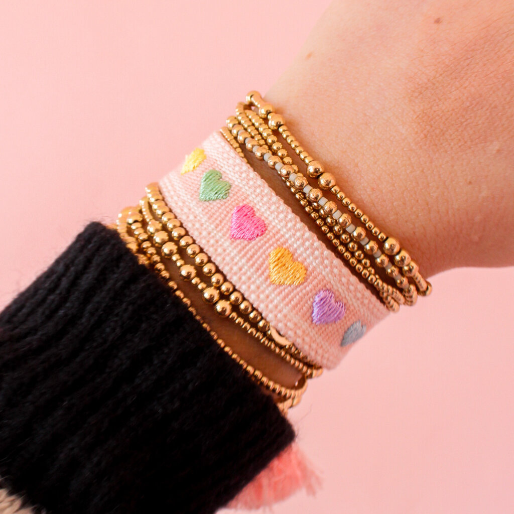 Happy Hearts Embroidered Bracelet