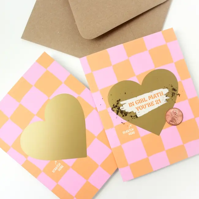 Scratch Off  Girl Math Birthday Card