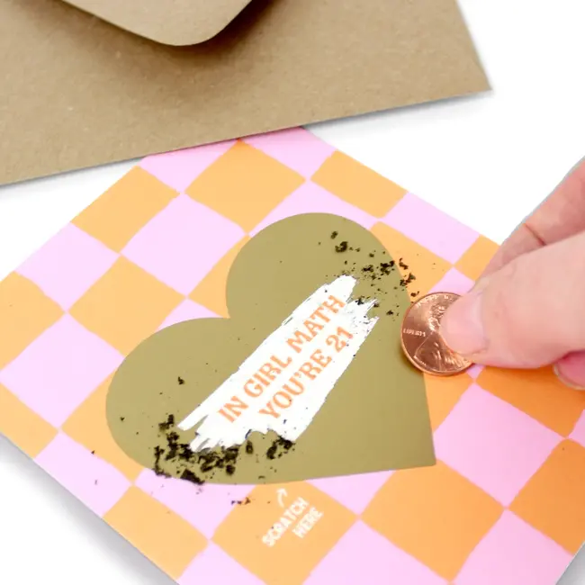 Scratch Off  Girl Math Birthday Card
