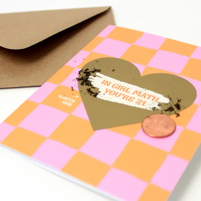 Scratch Off  Girl Math Birthday Card