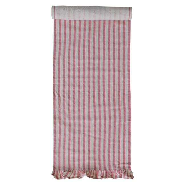 Pink Striped Cotton Table Runner