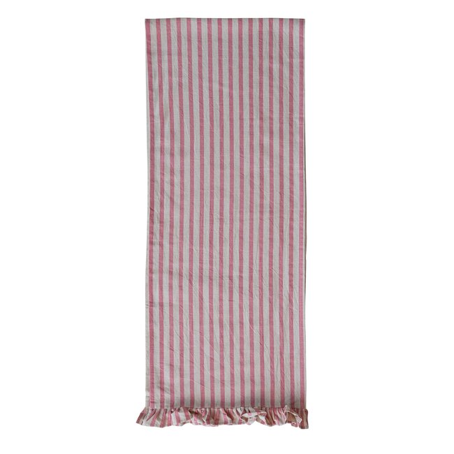 Pink Striped Cotton Table Runner