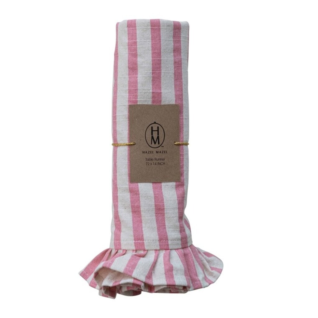 Hazel Mazel Pink Striped Cotton Table Runner