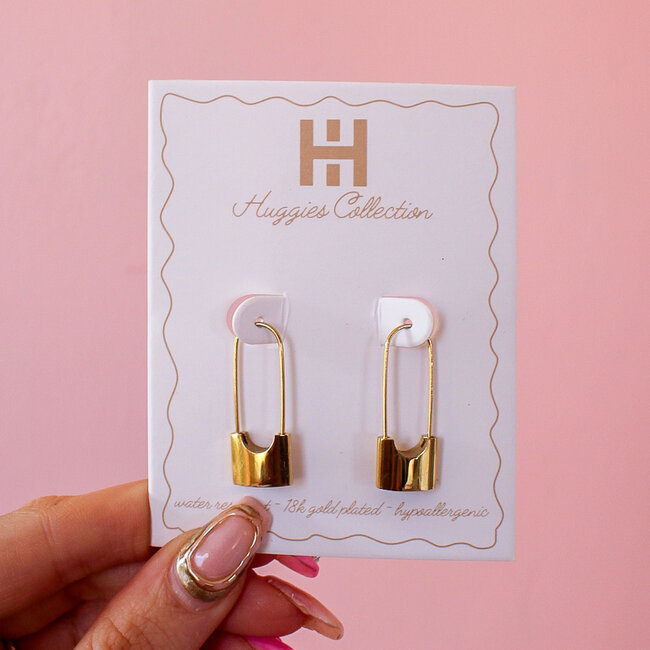 Safety Pin Huggie Earrings