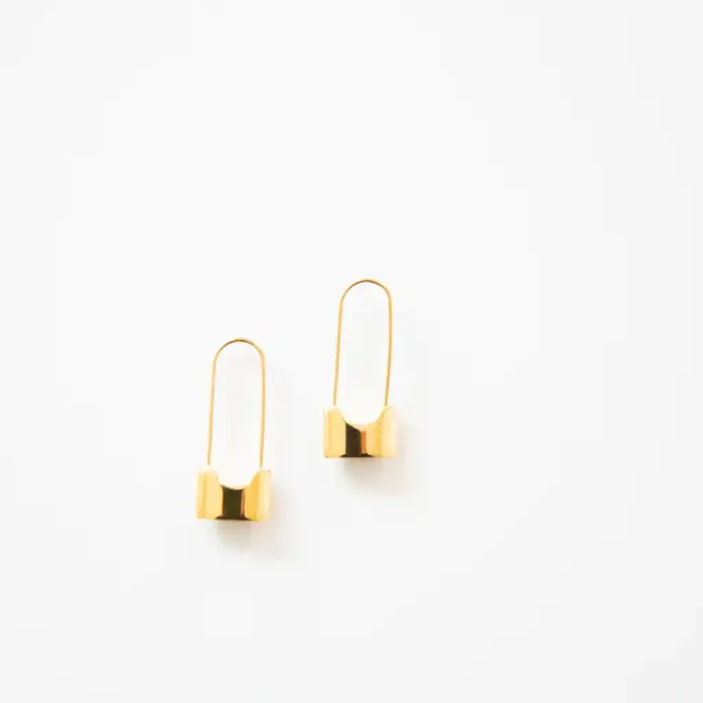 Safety Pin Huggie Earrings