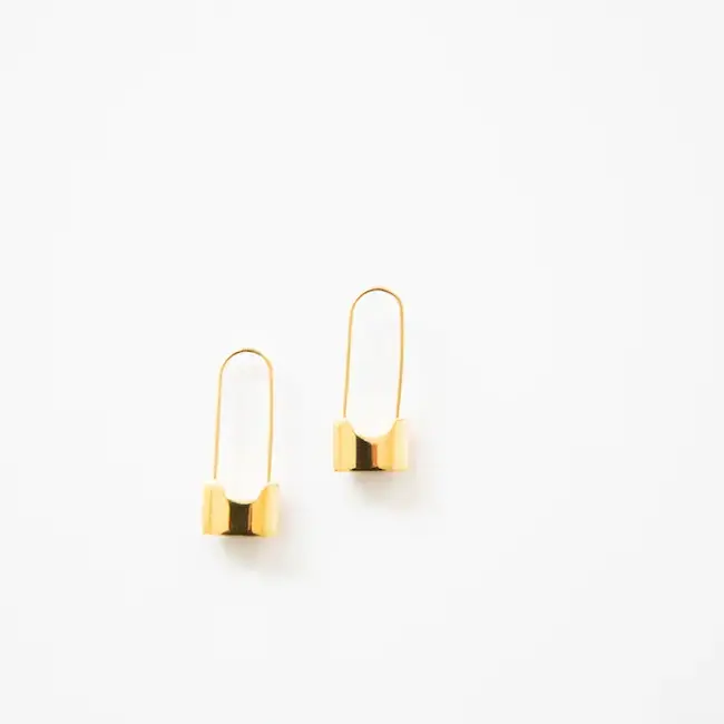 Safety Pin Huggie Earrings