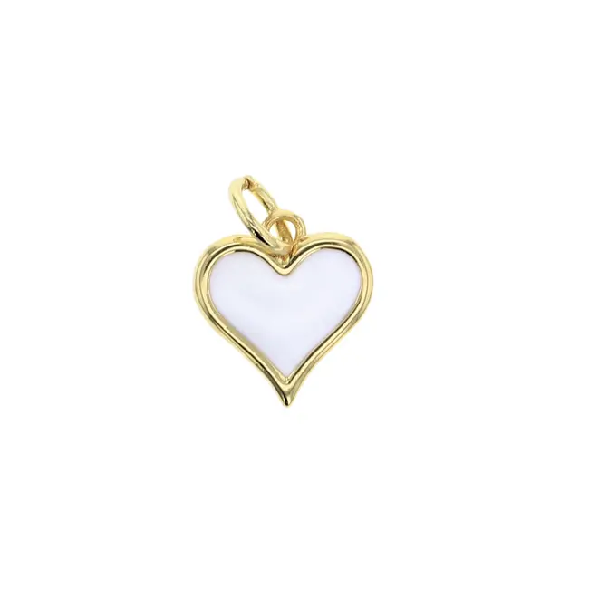 White Enameled Heart Charm