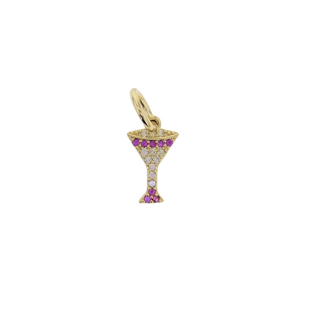Charm Bar Rhinestone Martini Glass Charm
