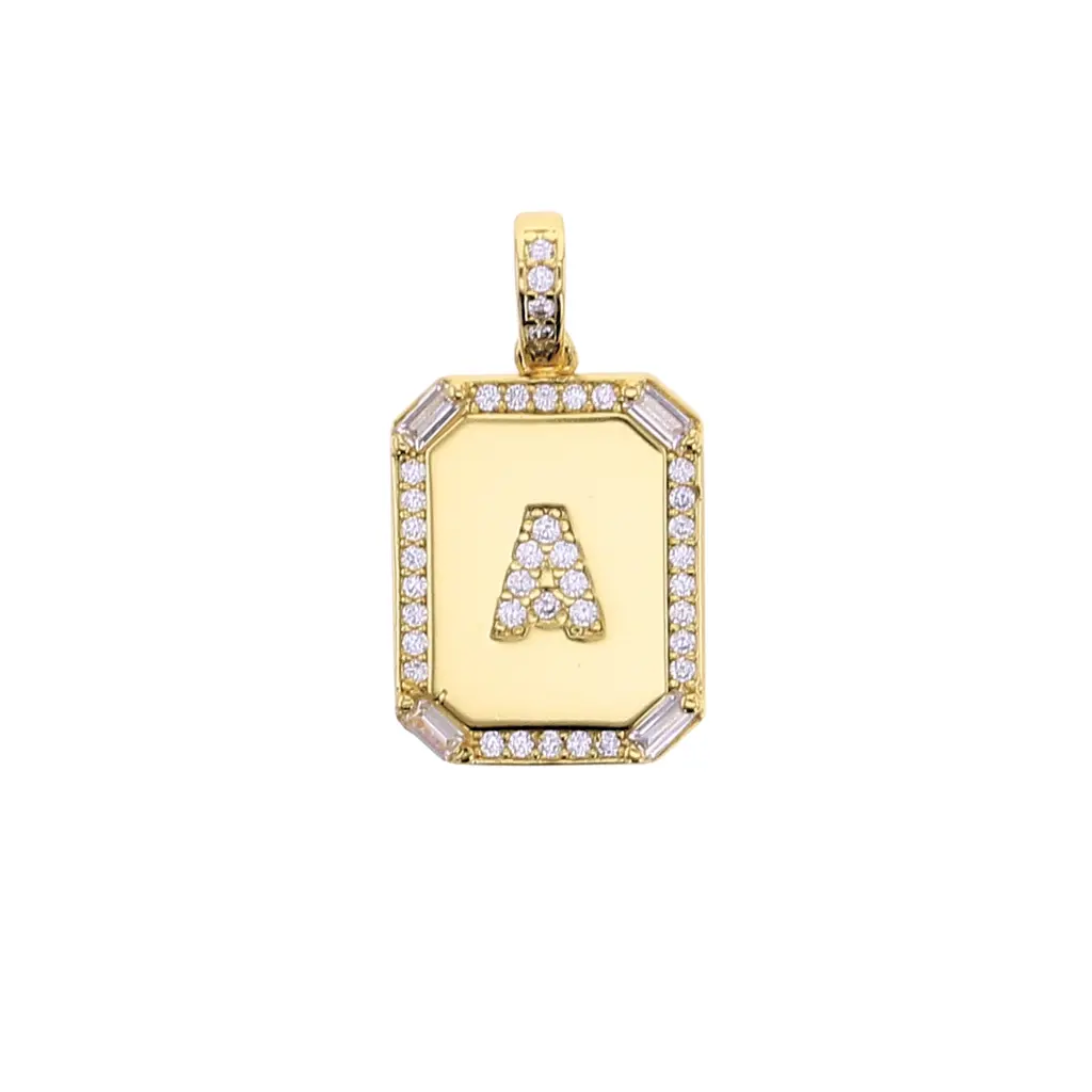 Charm Bar Large Cubic Zirconia Letter Charm