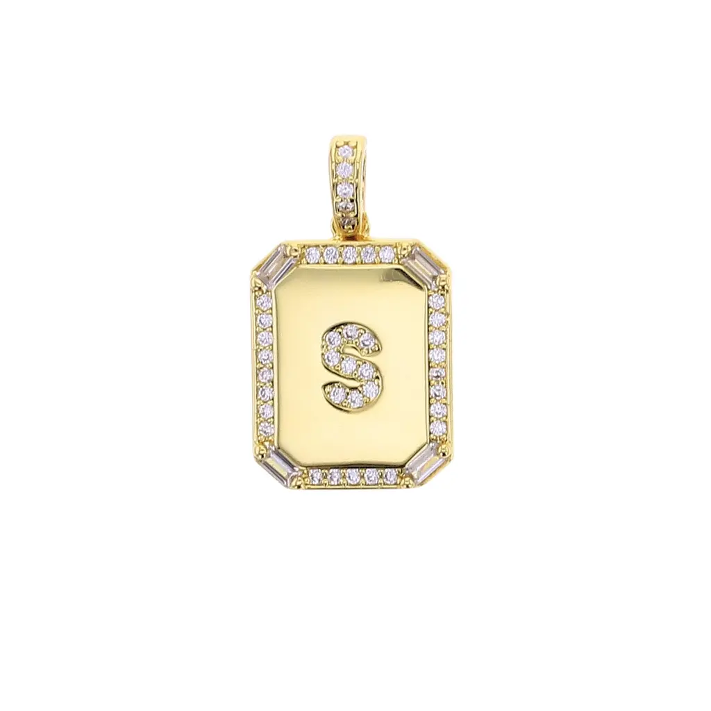 Charm Bar Large Cubic Zirconia Letter Charm