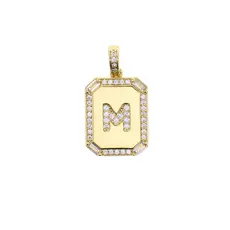 Charm Bar Large Cubic Zirconia Letter Charm