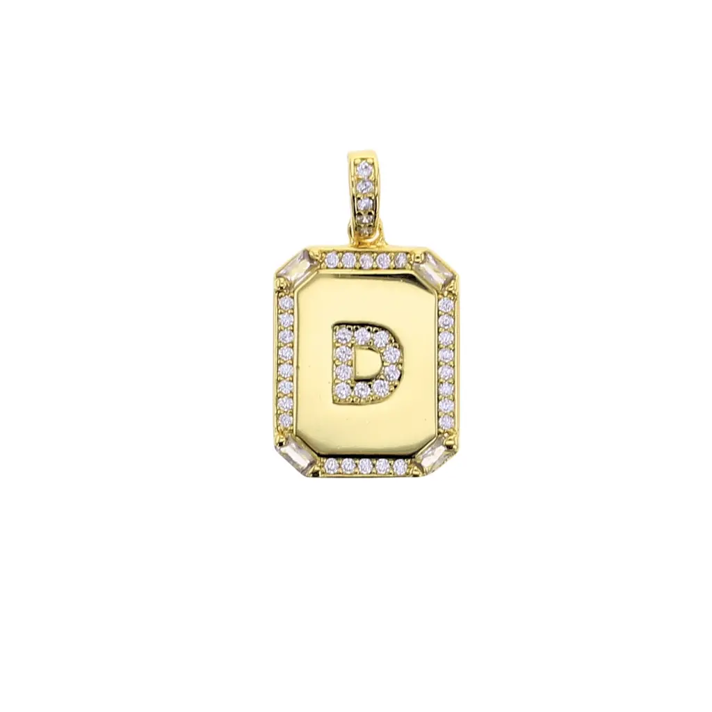 Charm Bar Large Cubic Zirconia Letter Charm