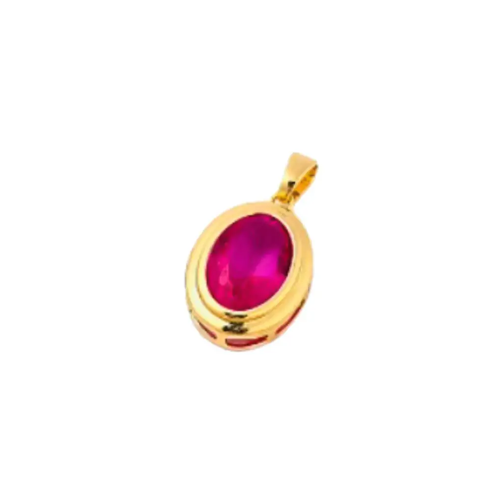 Charm Bar Oval Framed Pink Glass Stone Charm