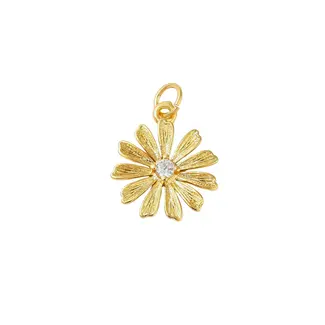 Charm Bar Flower with Rhinestone Center Charm