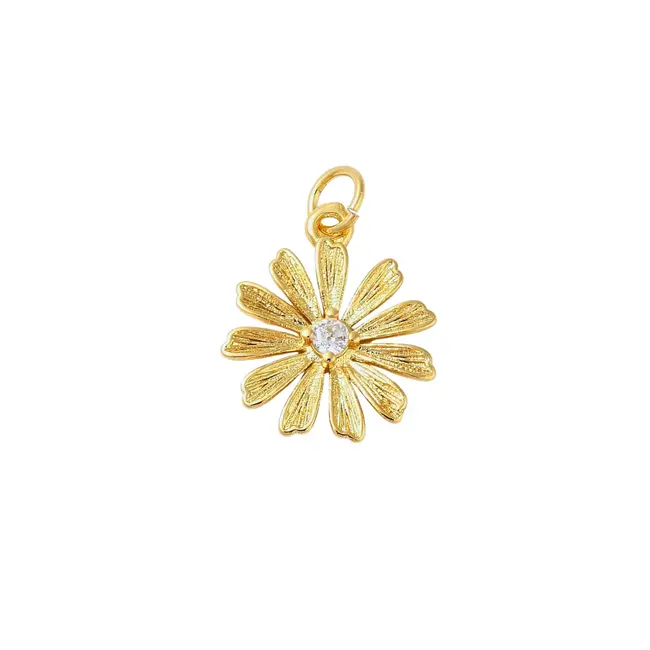 Flower with Rhinestone Center Charm