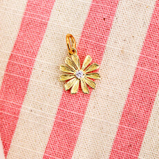 Charm Bar Flower with Rhinestone Center Charm