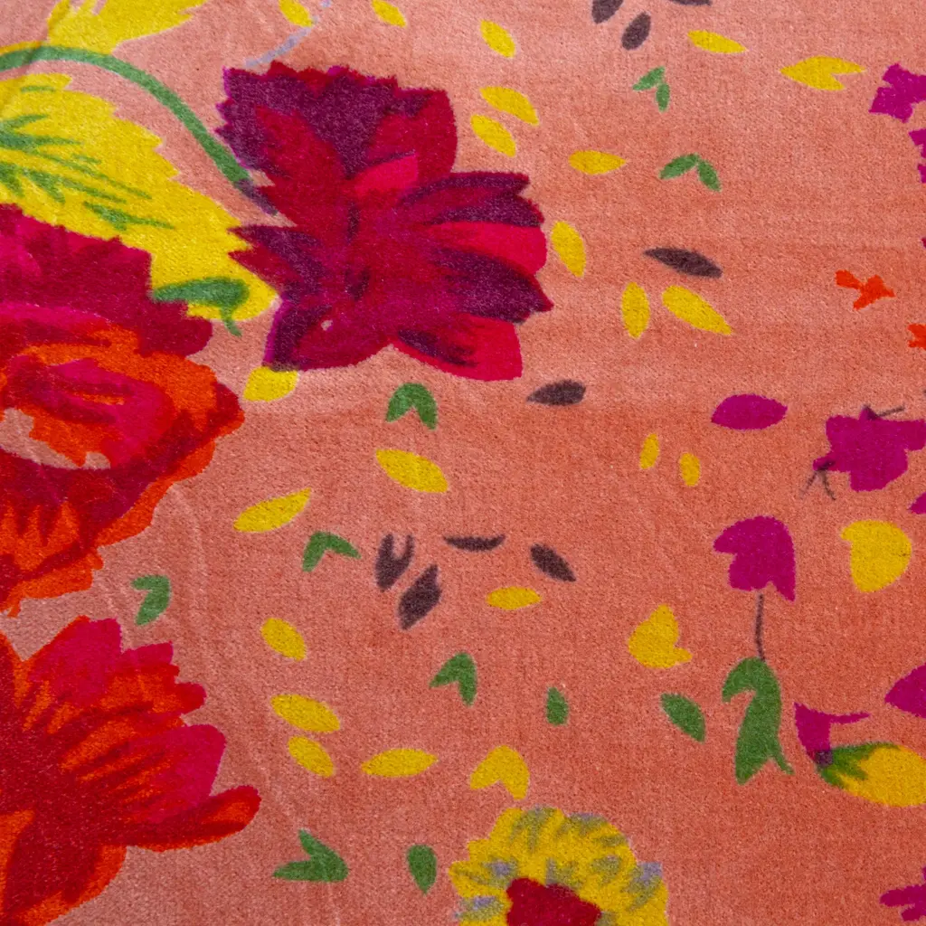 Creative Coop 20" Square Cotton Velvet Printed Pillow with Floral Pattern