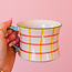 Creative Coop Pink & Yellow Grid Hand-Painted Stoneware Mug