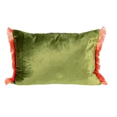 Creative Coop Velvet Pillow with Cheetah & Eyelash Fringe