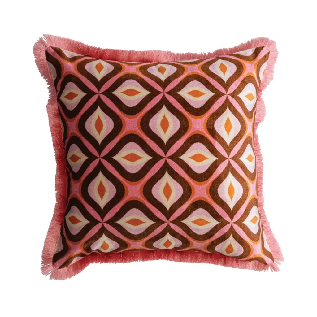 Creative Coop Velvet Pillow with Ogee Pattern