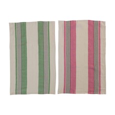 Hazel Mazel Set of 2 Woven Cotton Tea Towel Set with Stripes