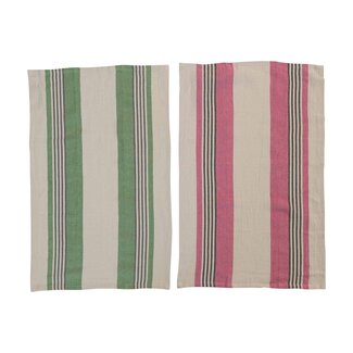 Hazel Mazel Set of 2 Woven Cotton Tea Towel Set with Stripes