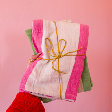 Hazel Mazel Set of 2 Woven Cotton Tea Towel Set with Stripes