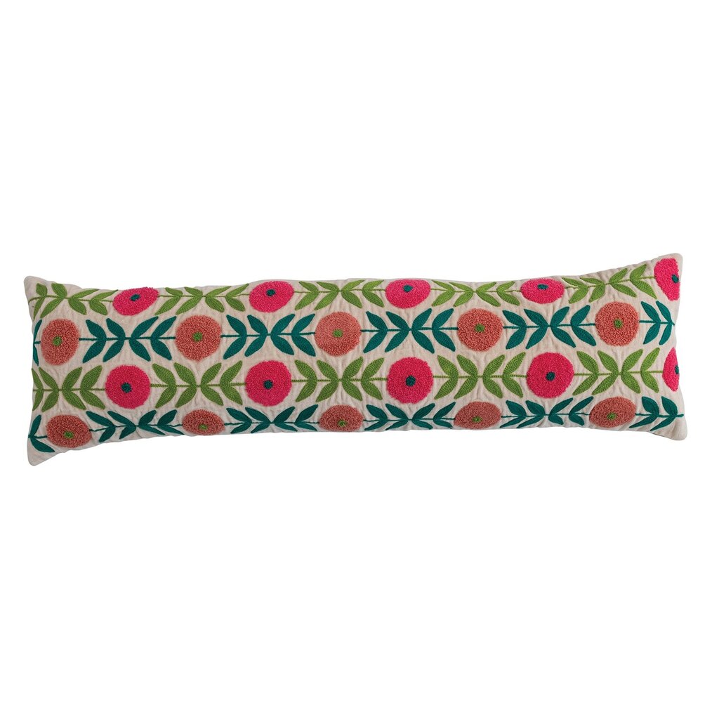 Hazel Mazel Cotton Embroidered Pillow with Flower Pattern