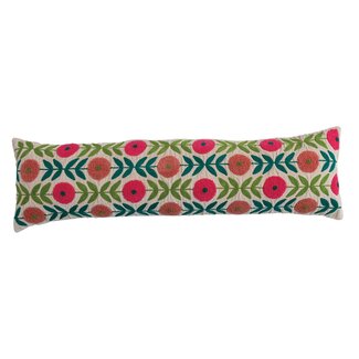 Hazel Mazel Cotton Embroidered Pillow with Flower Pattern