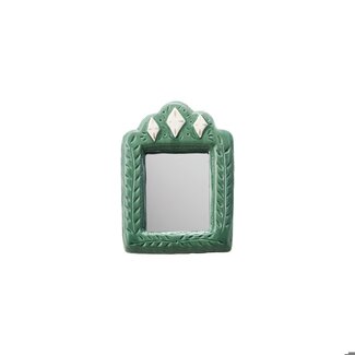Hazel Mazel Mirror with Gold Electroplating & Green Diamonds