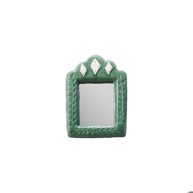Mirror with Gold Electroplating & Green Diamonds