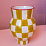 Yellow Checkered Ceramic Vase