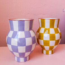 Hazel Mazel Purple Checkered Ceramic Vase