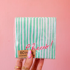 Hazel Mazel Cheers! Green Stripe Napkins