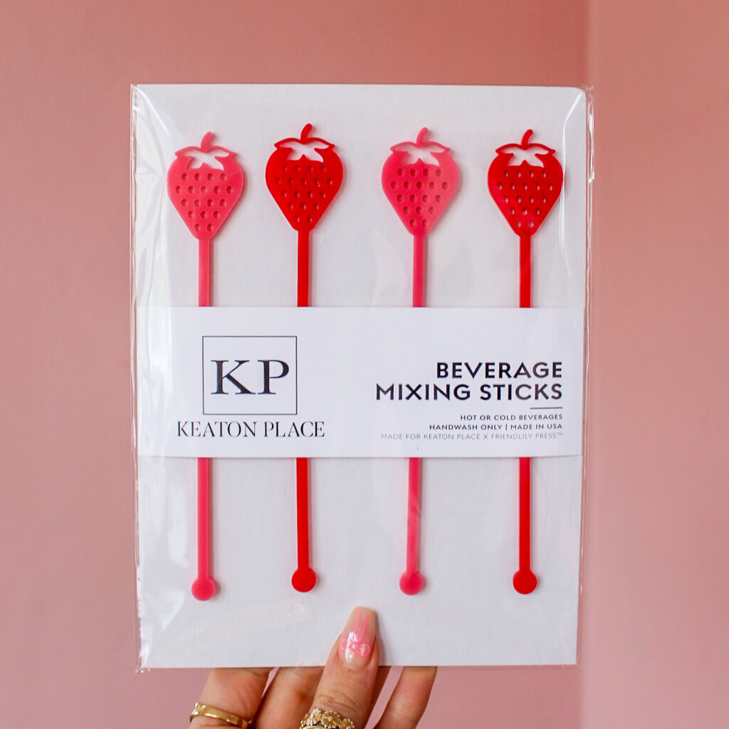 Strawberry Acrylic Beverage Mixing Sticks