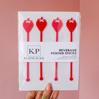 Strawberry Acrylic Beverage Mixing Sticks