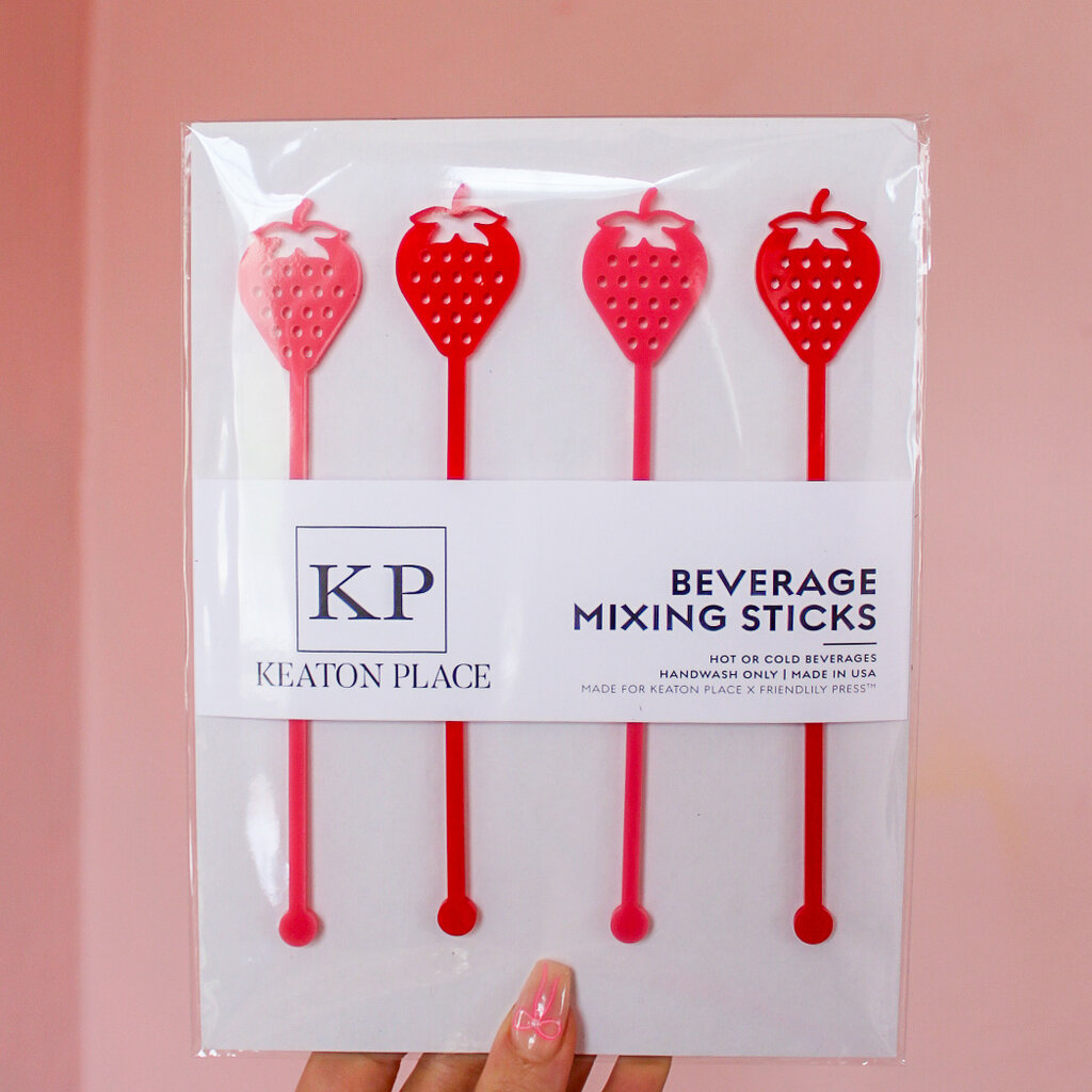 Strawberry Acrylic Beverage Mixing Sticks