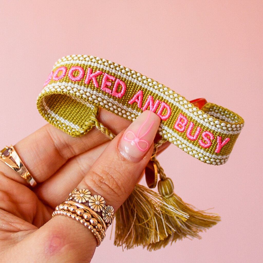Booked and Busy Embroidered Bracelet
