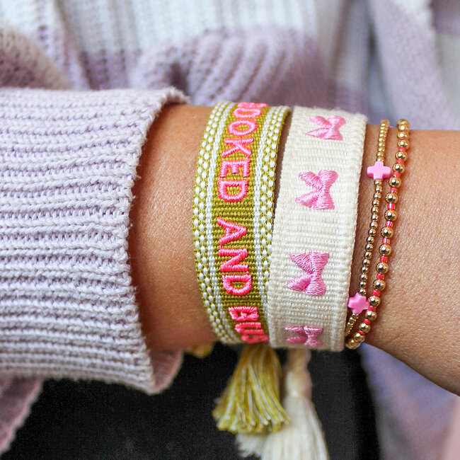 Booked and Busy Embroidered Bracelet