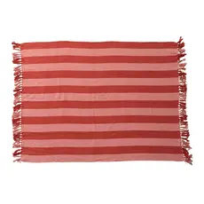 Creative Coop Red & Pink Striped Cotton Throw