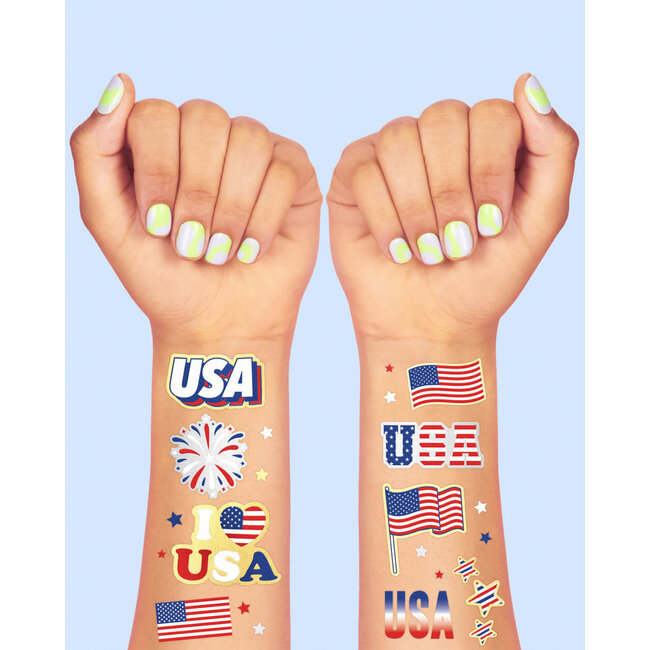 Stars & Stripes Tats - 70 Foil Temporary Tattoos
