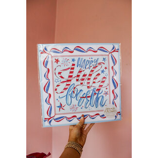 Handpainted Happy July Fourth Square Placemat