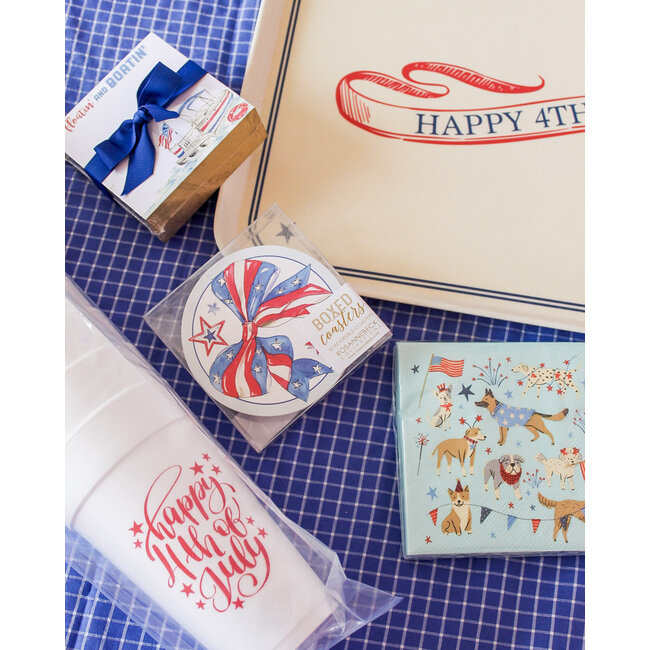 Patriotic Bow with Stars Round Coaster