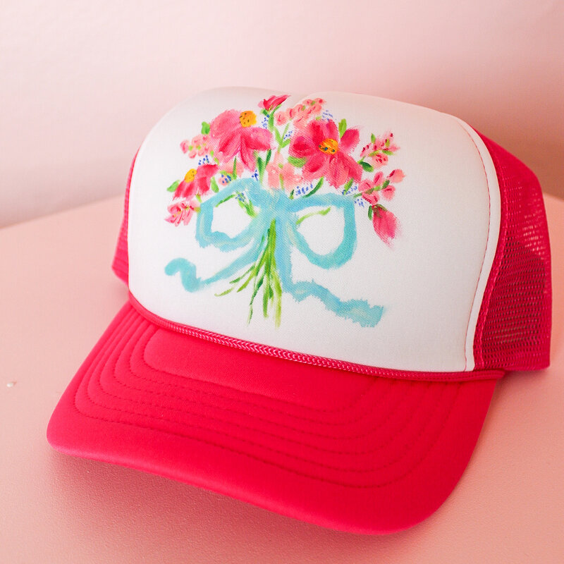 bobbye 2025 Bobbye Trucker Hat - Hot Pink Bouquet No 1