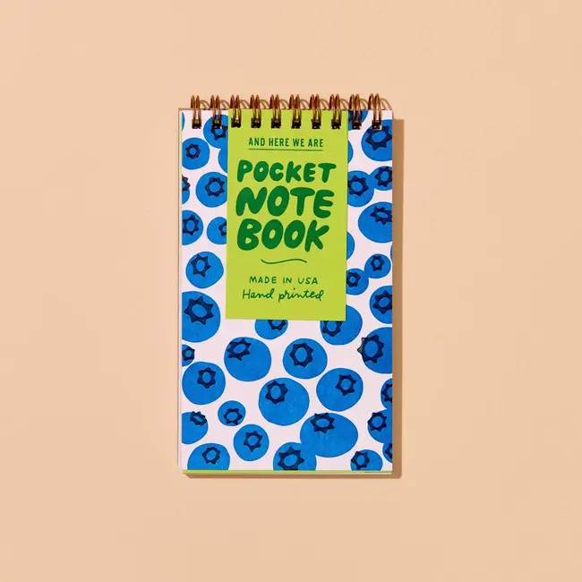 Blueberries Letterpress Spiral Pocket Size Notebook