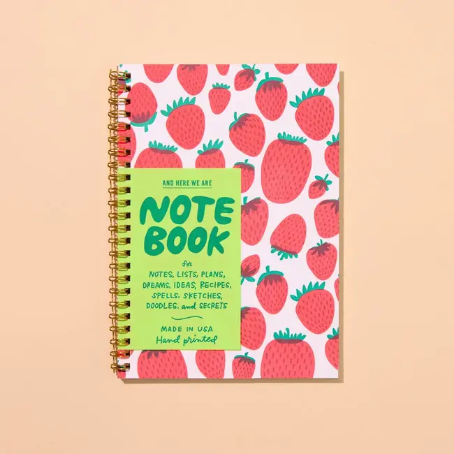 Strawberry Letterpress Spiral Notebook